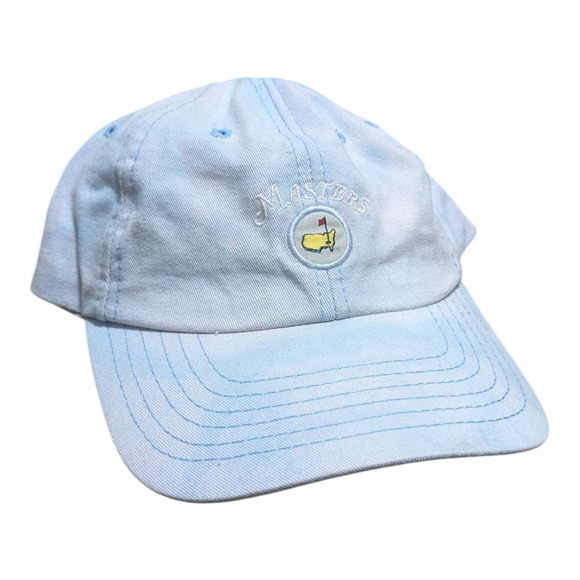 Masters American Needle Blue Bleached Strapback Gold Hat USA Made - Picture 1 of 5